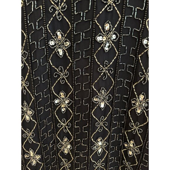 Vintage Scala Beaded Silk Jacket Navy/Gold Size L Made In India - Picture 4 of 6